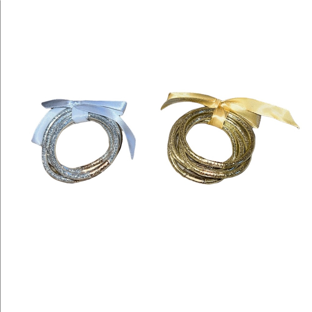 Krista + Kolly Horton Girls Glitter Jelly Bracelet Sets Gold and Silver